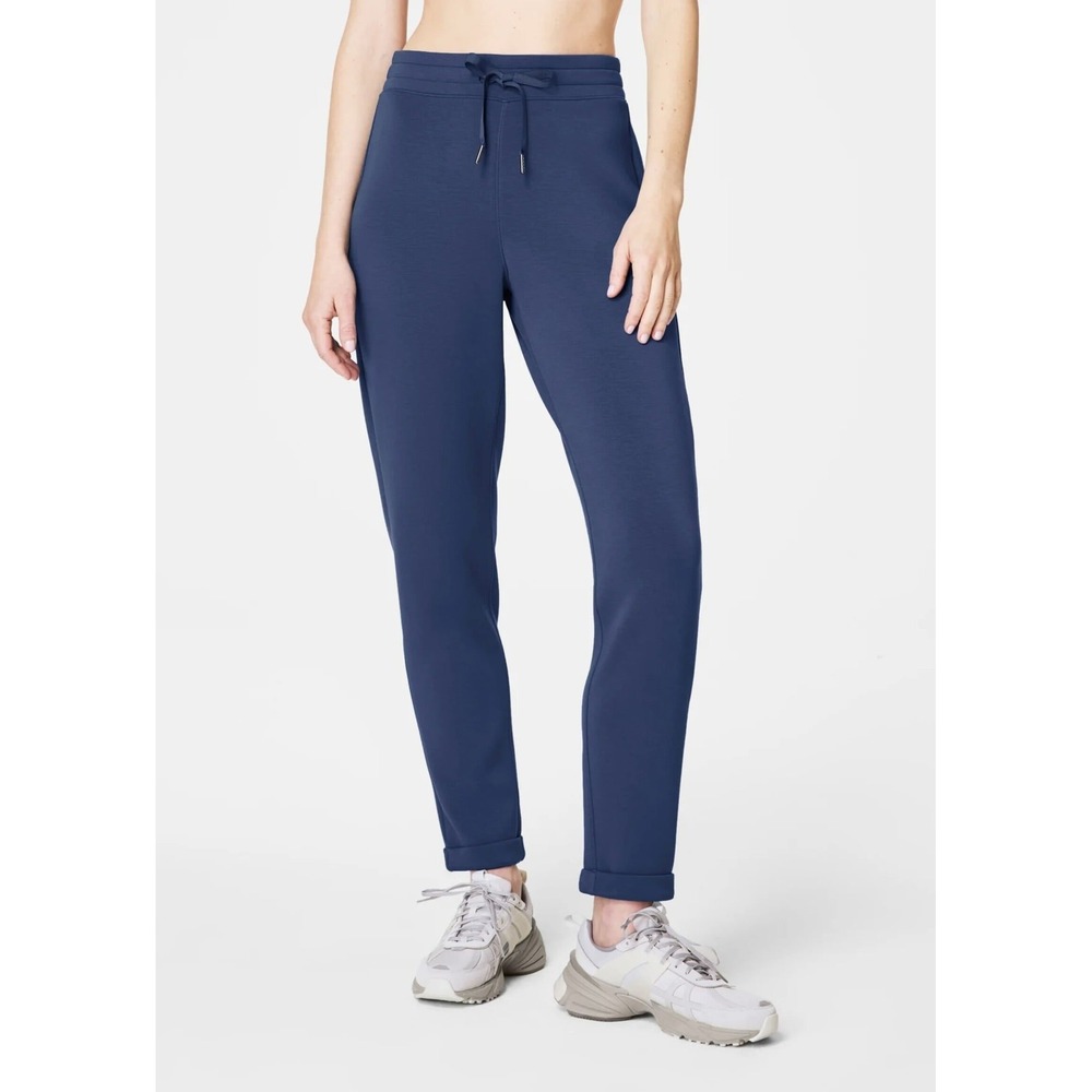 Spanx AirEssentials Tapered Pants Navy Blue High Rise Joggers Size 1X Cuffed XL